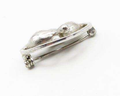925 Sterling Silver  Vintage Shiny Bowling Ball & Pins Brooch Pin  BP5300