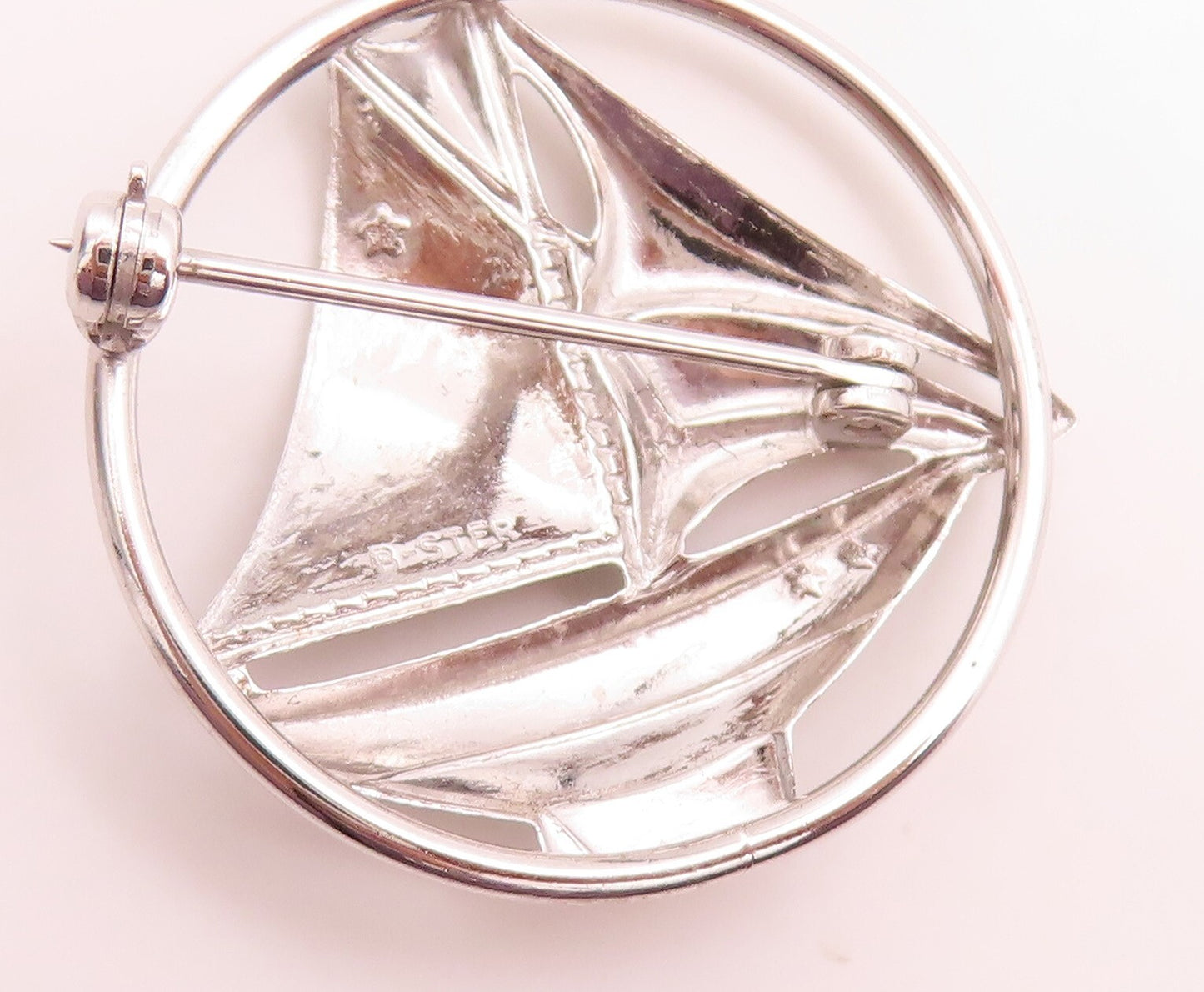 925 Sterling Silver Vintage Brooch Pin Designer Cutout Boat  BP11447