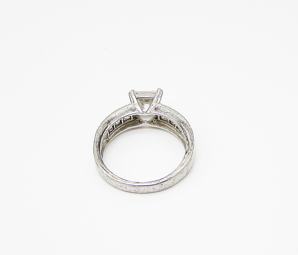 925 Sterling Silver  White Cubic Zirconia 7Stone Engagement Ring Sz 8  RG2955