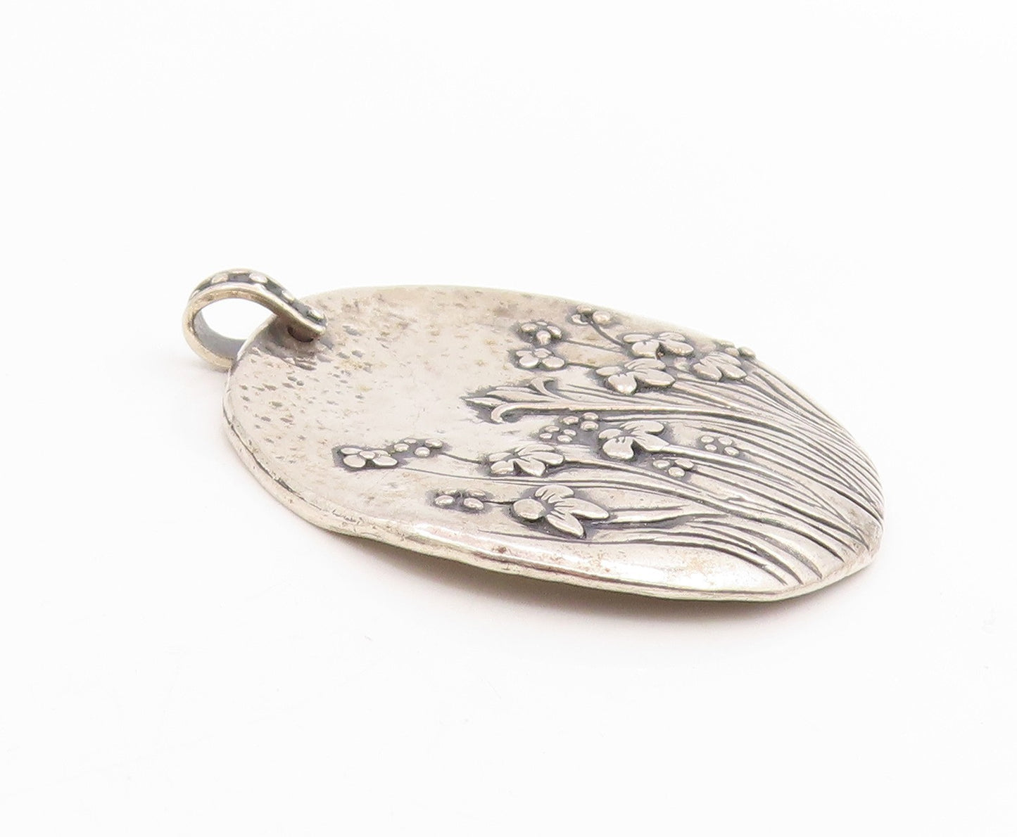 925 Sterling Silver Vintage Pendant SHABLOOL Carved Floral Medallion  PT25731