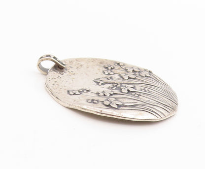 925 Sterling Silver Vintage Pendant SHABLOOL Carved Floral Medallion  PT25731