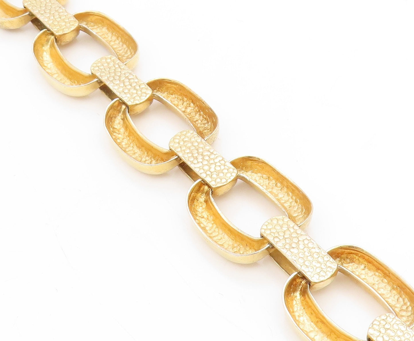 925 Sterling Silver Vintage Bracelet Gold Plated Interlocking Chain BT11735