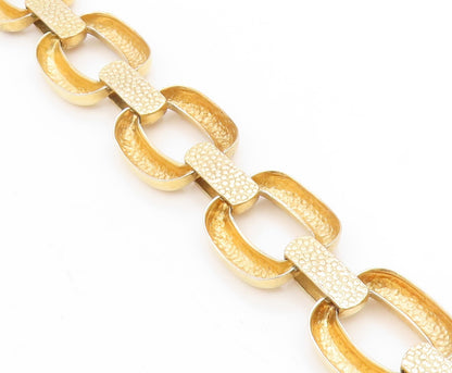 925 Sterling Silver Vintage Bracelet Gold Plated Interlocking Chain BT11735