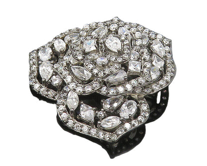 925 Sterling Silver  Sparkling Cubic Zirconia Flower Motif Pendant  PT14060