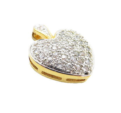 925 Sterling Silver  Shiny Cubic Zirconia Encrusted Love Heart Pendant  PT6338