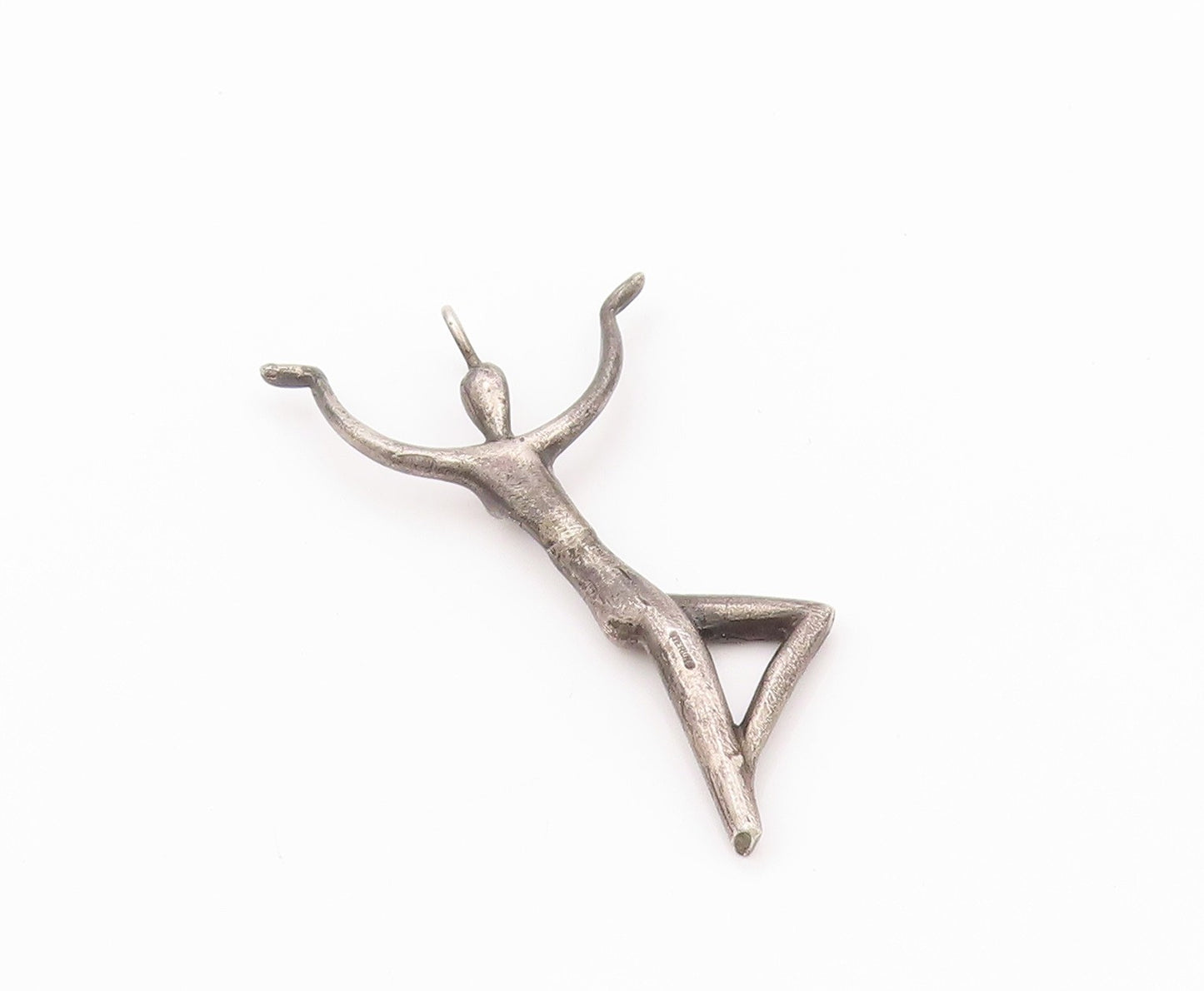 925 Sterling Silver Vintage Pendant Dark Tone Posing Stick Man  PT24029