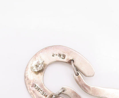925 Sterling Silver Vintage Earrings MEXICO Swirled Carved Double 'U'  EG13030