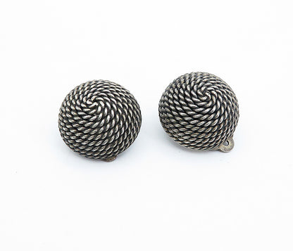 MEXICO 925 Sterling Silver  Vintage Twist Dome Non Pierce Earrings  EG2087
