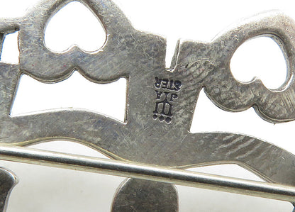 JAMES AVERY 925 Silver  Vintage Children Holding Hands Unity Brooch Pin BP8442