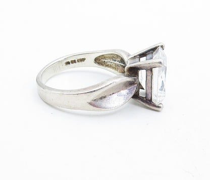 KOREA 925 Sterling Silver  Vintage Cubic Zirconia Solitaire Ring Sz 8.5 RG6409