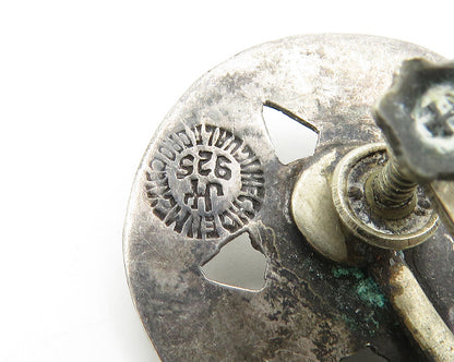 MEXICO 925 Silver  Vintage Pretzel Swirl Floral Non Pierce Earrings  EG9742