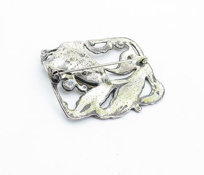 925 Sterling Silver  Vintage Antique Oxidized Floral Vine Brooch Pin  BP2137