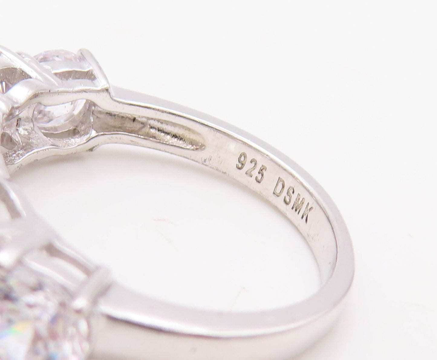 925 Sterling Silver Vintage Ring Minimalist Round Cut 5 CZ Stones  Sz 7  RG30849