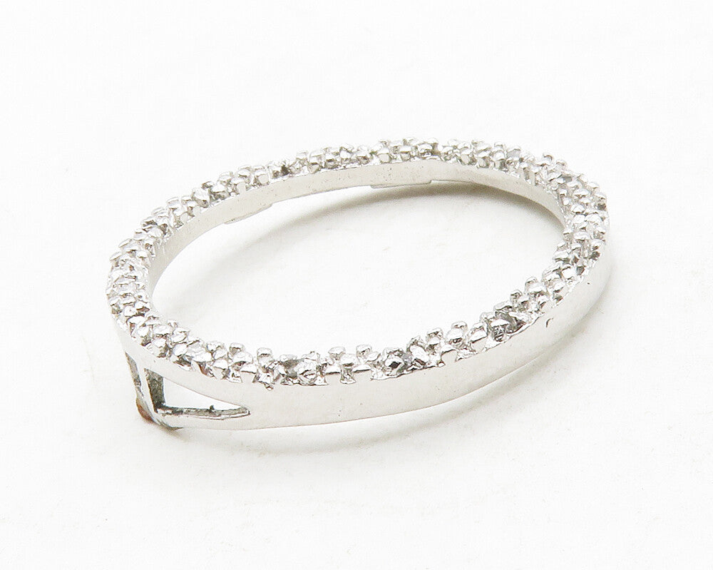 925 Sterling Silver  Genuine Diamonds Shiny Open Circle Pendant  PT10371