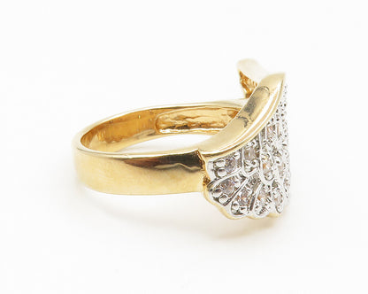 925 Sterling Silver  Topaz Gold Plated Angel Wing Cocktail Ring Sz 6  RG14195