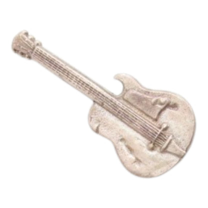 925 Sterling Silver  Vintage Petite Electric Guitar Dark Tone Pendant  PT16788