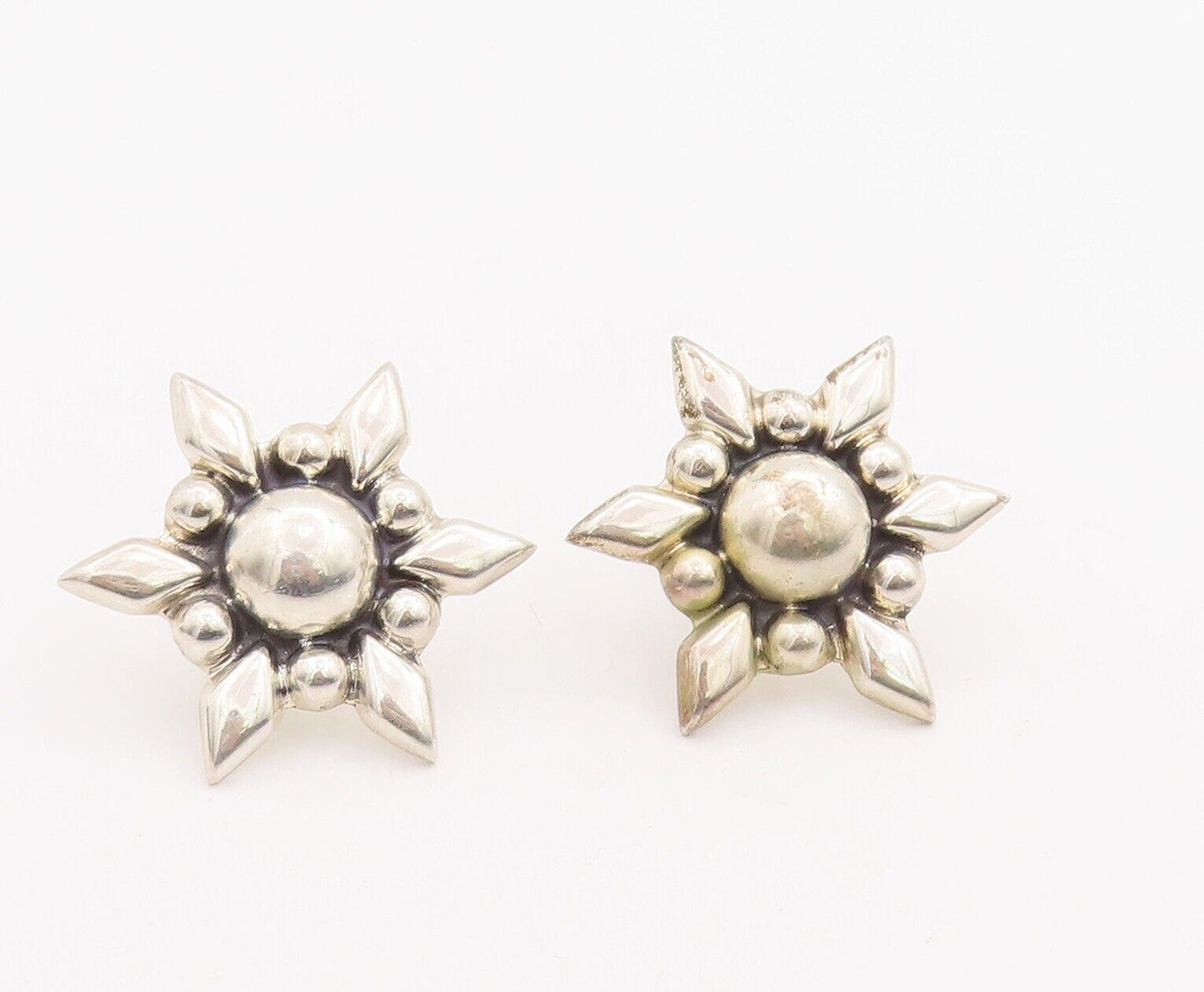 925 Sterling Silver Vintage Earrings BERNICE GOODSPEED Puffed Flower  EG13079