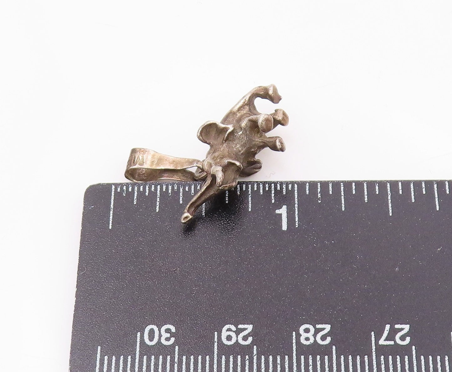 925 Sterling Silver  Vintage Petite Dark Tone Elephant Animal Pendant  PT19530