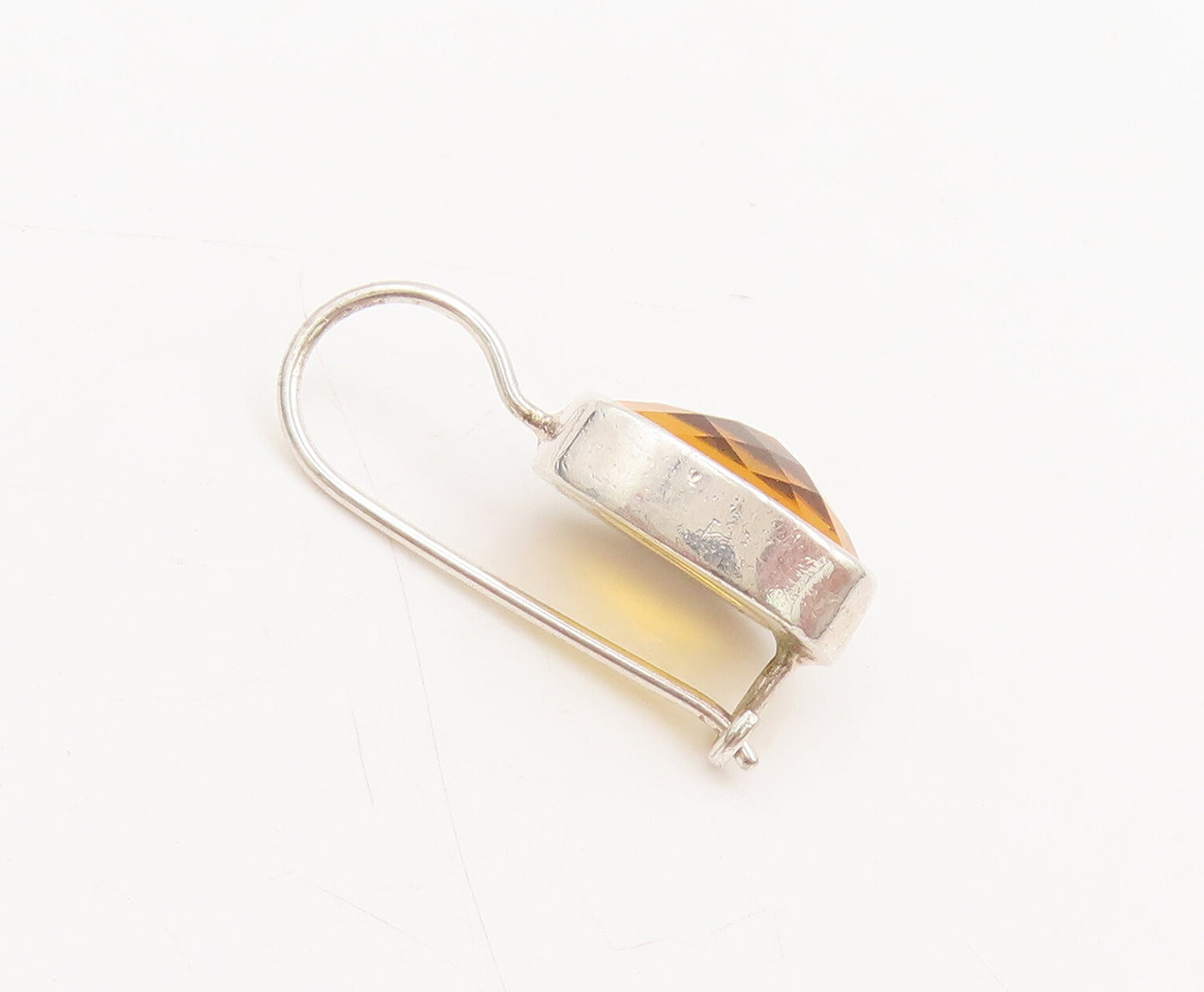 KARIBOU 925 Silver  Vintage Minimalist Rectangular Amber Earrings  EG12616