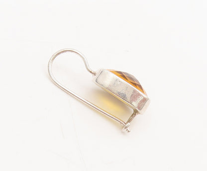 KARIBOU 925 Silver  Vintage Minimalist Rectangular Amber Earrings  EG12616