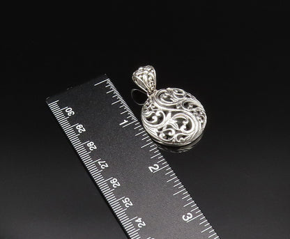 925 Sterling Silver  Vintage Openwork Floral Vine Round Pendant  PT21501