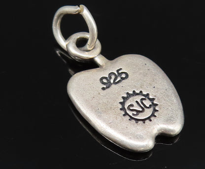 925 Sterling Silver  Vintage Engraved #1 Teacher Apple Charm Pendant  PT21352