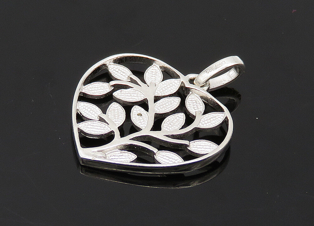 D 'JAY 925 Silver  Vintage Genuine Diamond Floral Vine Heart Pendant  PT15721