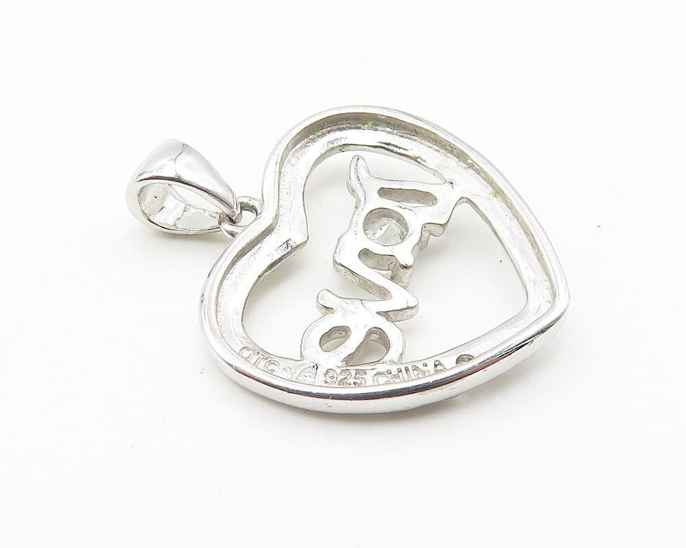 925 Sterling Silver  Sparkling Cubic Zirconia Open Love Heart Pendant  PT8301