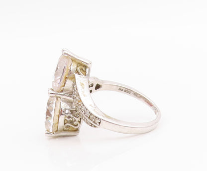 925 Sterling Silver Vintage Ring Modernist Bypass Topaz Design  Sz 9  RG33149