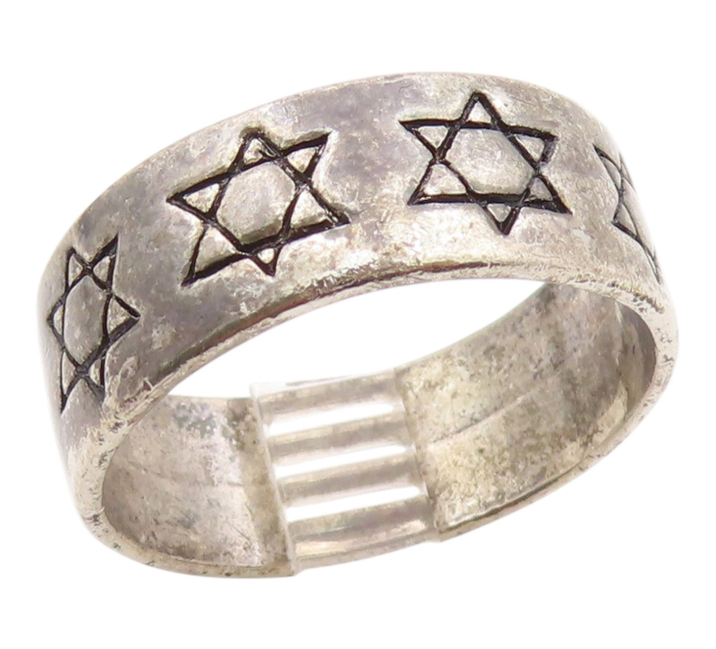 925 Sterling Silver Vintage Ring Etched Star Of David Band  Sz 12.5  RG35599