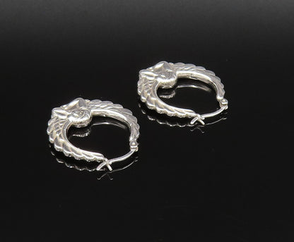 925 Silver  Vintage Polished Scalloped Angel Wings Hoop Earrings  EG12039