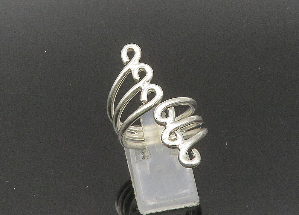 925 Sterling Silver  Vintage Shiny Split Swirl Band Ring Sz 7.5  RG21770