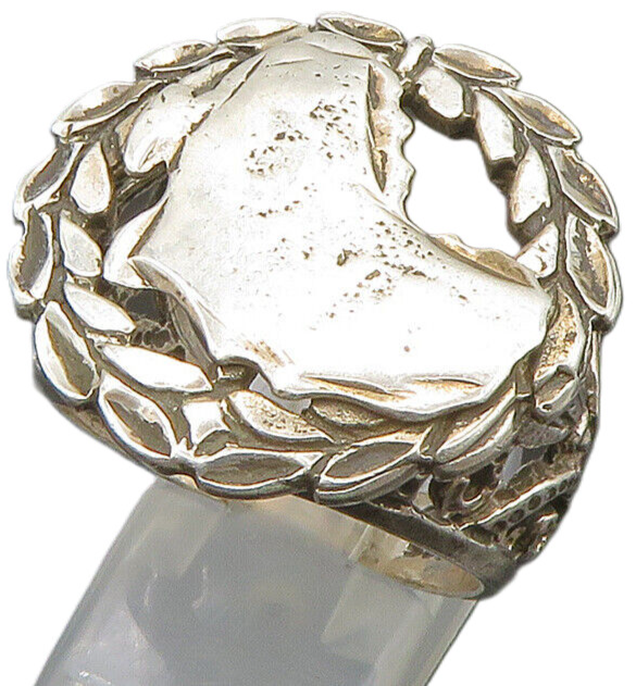 EUROPEAN 925 Silver  Vintage Abstract Cut Out Leaf Scroll Ring Sz 11  RG24396