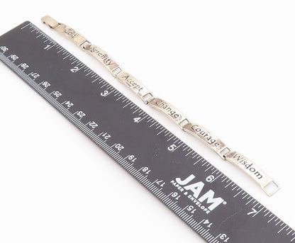 925 Silver Vintage Engraved Religious Inspirational Words Bracelet BT9540