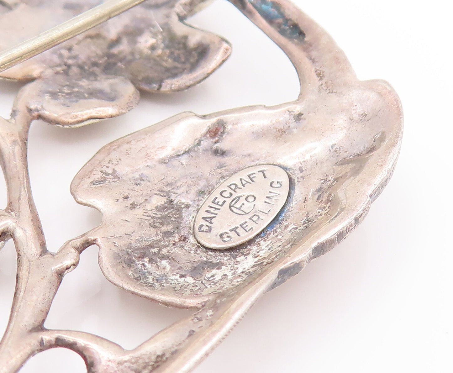 DANECRAFT 925 Silver  Vintage Fashion Flower Cutout Oval Brooch Pin  BP10176