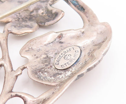 DANECRAFT 925 Silver  Vintage Fashion Flower Cutout Oval Brooch Pin  BP10176
