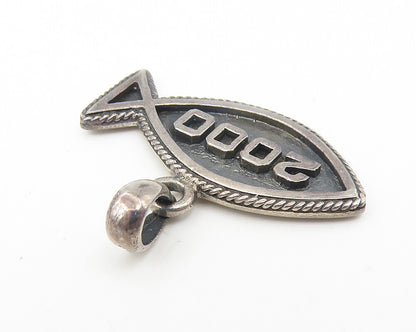925 Sterling Silver  Petite Oxidized Football 2000 Sports Drop Pendant  PT9029