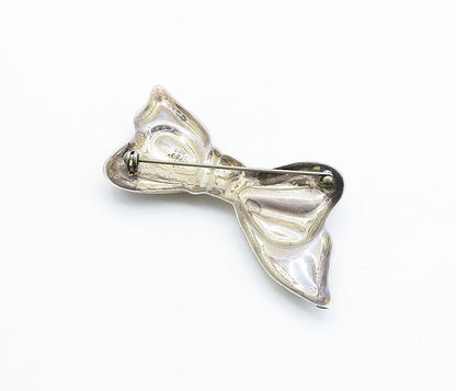 MEXICO 925 Sterling Silver  Vintage Bow Tied Ribbon Motif Brooch Pin  BP2502
