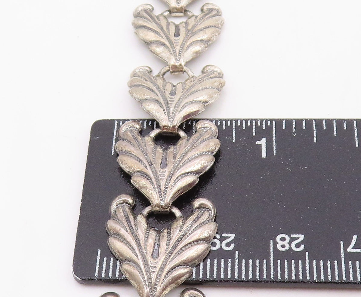 925 Sterling Silver Vintage Necklace DANECRAFT Etched Leaf Motif Collar  NE4761