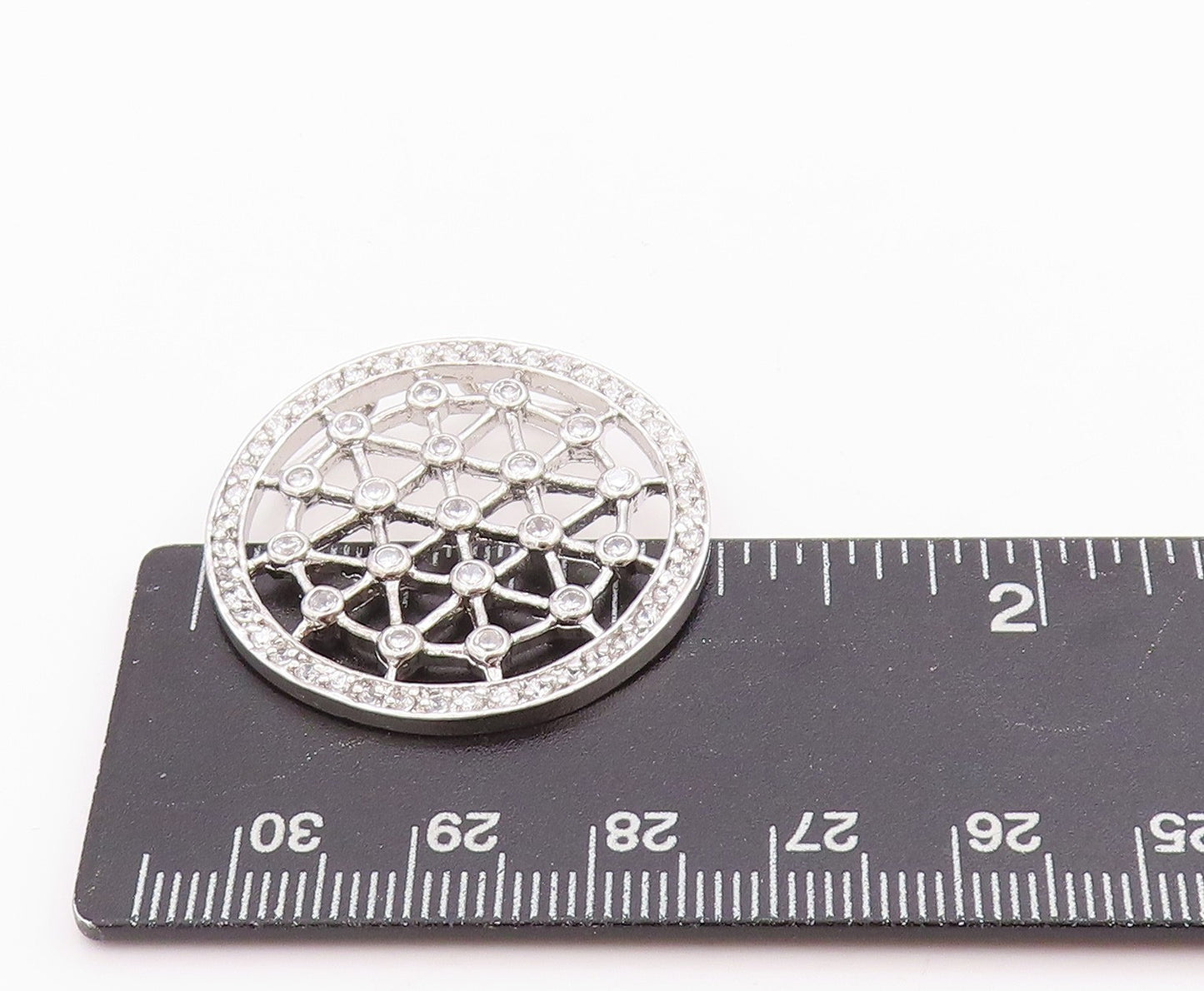 925 Sterling Silver Vintage Pendant Cutout Spider Web CZ Design  PT24557