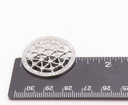 925 Sterling Silver Vintage Pendant Cutout Spider Web CZ Design  PT24557