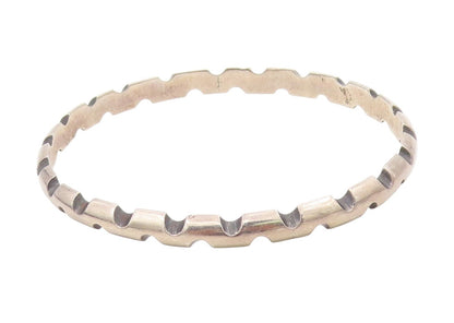 925 Sterling Silver Vintage Bracelet ANTONIO PINEDA Solid Notched Bangle BT11578