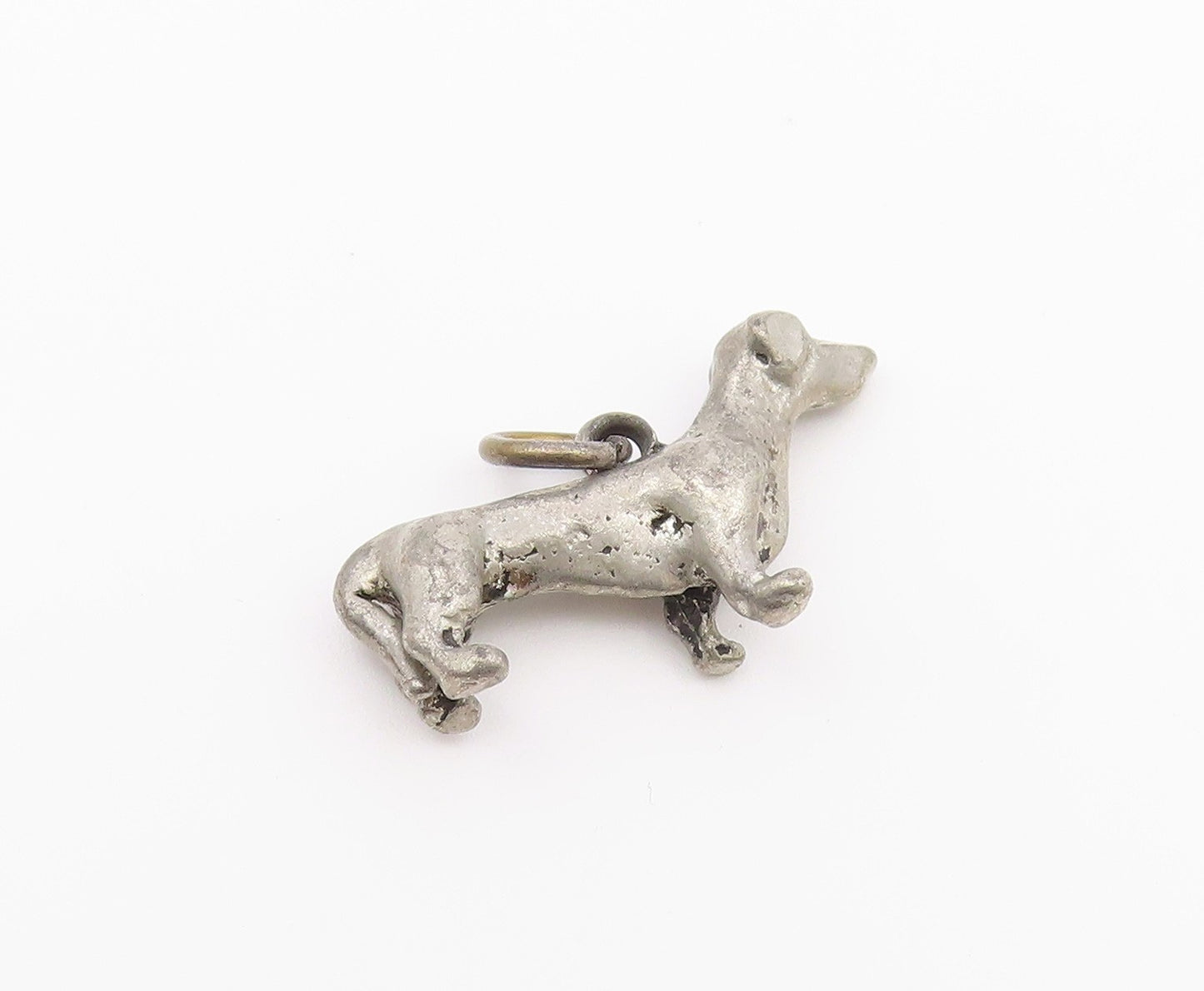 925 Sterling Silver  Vintage Dark Tone Weiner Dog Animal Pendant  PT18674