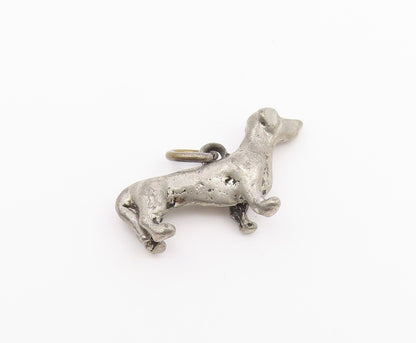 925 Sterling Silver  Vintage Dark Tone Weiner Dog Animal Pendant  PT18674