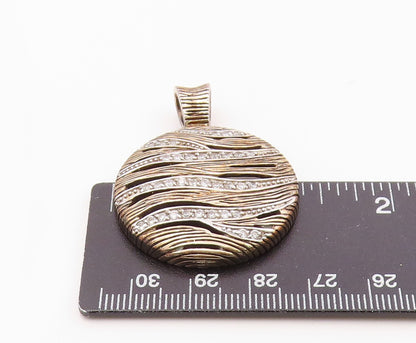 925 Sterling Silver  Vintage Shiny Topaz Textured Pattern Pendant  PT19676