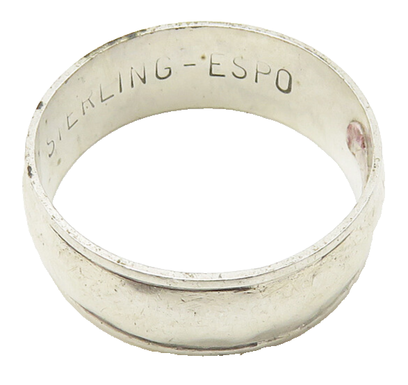 ESPO 925 Silver  Vintage Minimalist Raised Edge Smooth Band Ring Sz 9  RG10393