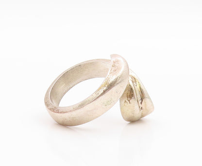 925 Sterling Silver Vintage Ring Classic Floral Leaf Wrap Band  Sz 8.5  RG36120