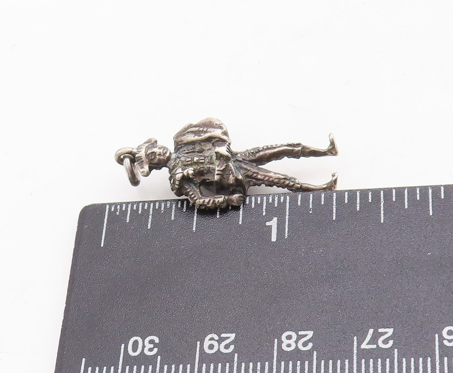 925 Sterling Silver Vintage Pendant Dark Tone Carved Man Charm  PT23726