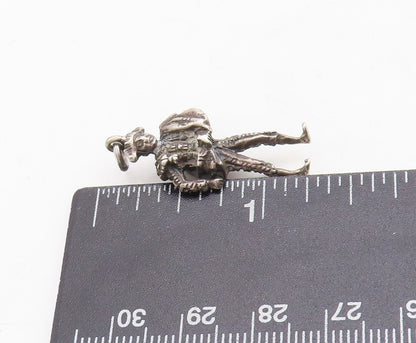 925 Sterling Silver Vintage Pendant Dark Tone Carved Man Charm  PT23726