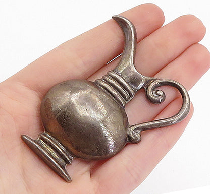 MEXICO 925 Sterling Silver  Vintage Dark Tone Water Pitcher Brooch Pin  BP2501